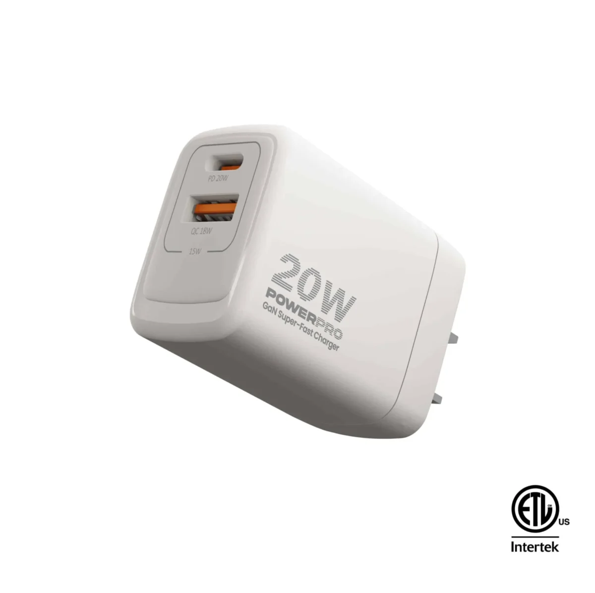 Wall Fast Charger GaN PD20W Dual Type A & C (ETL) - Image 1